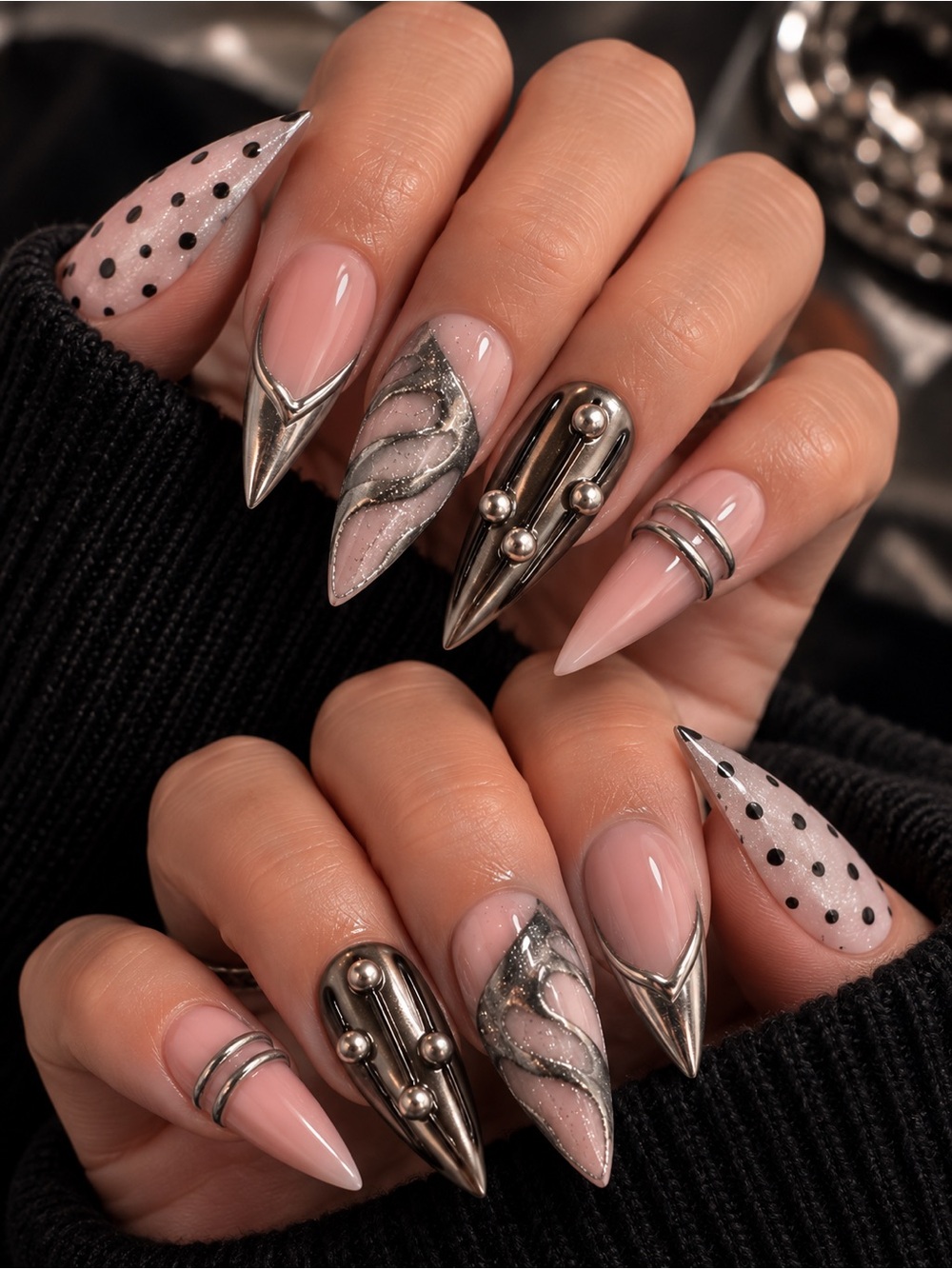 Handmade Press On Nails-Stiletto Set